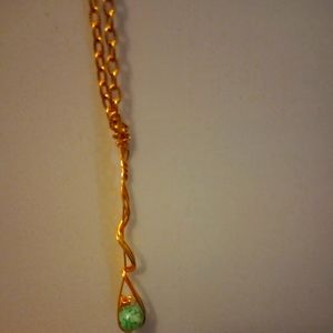 Glass beaded wire wrapped pendant necklace